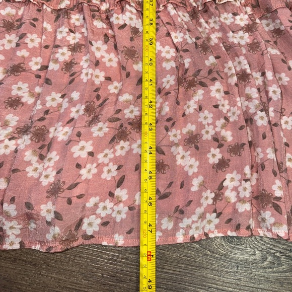 Blu Pepper Pink Floral Smocked Midi Dress S Ruffle Strap Tiered Cottagecore Boho - Picture 5 of 7